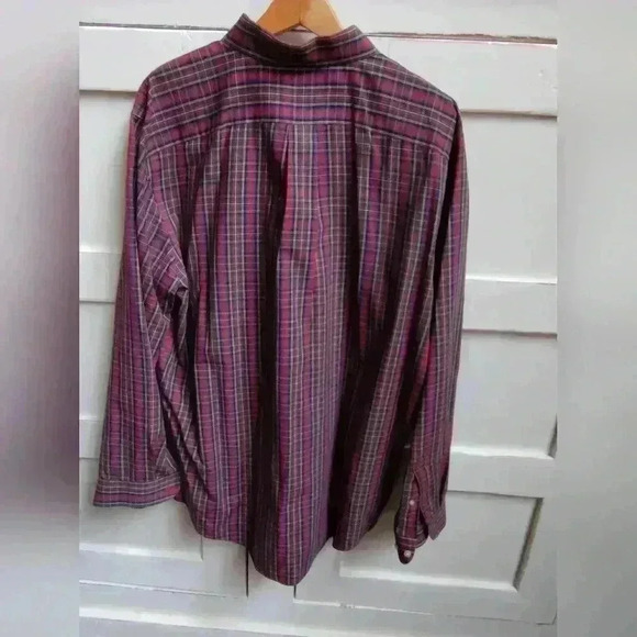 Stafford Men's Red Plaid Button Down Shirt | 17-1/2 (36-37) | Long Sleeve - Picture 2 of 5